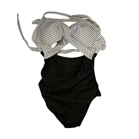 Eomenie Other - Striped Halter One-Piece Swimsuit By Eomenie With Padded Cups